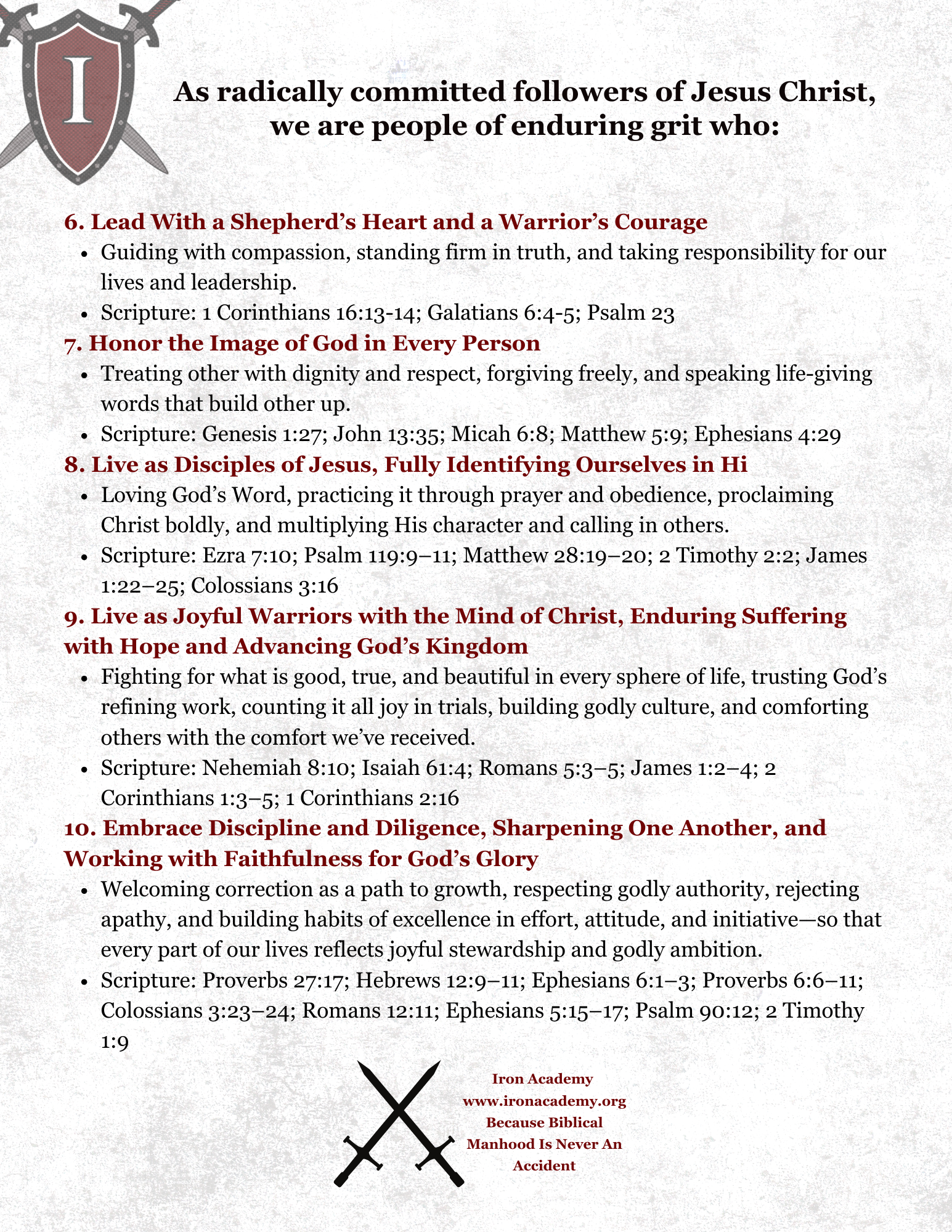Image shows the shield logo with the 2nd half of the identity statements.